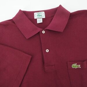 Vintage IZOD Lacoste Burgundy Polo Shirt Short Sleeve Pocket Mens XL Made in USA
